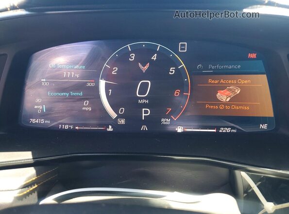 1G1Y72D44L5109147 2020 CHEVROLET CORVETTE Красный Вид щитка приборов