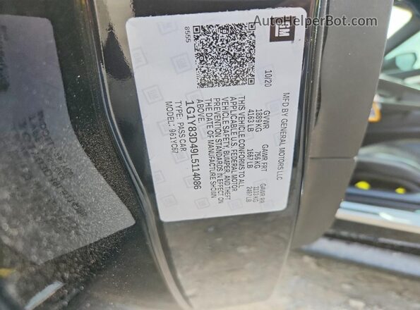 1G1Y83D49L5114086 2020 CHEVROLET CORVETTE Black Vista del compartimento del motor