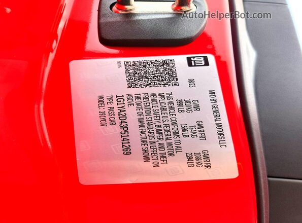 1G1YA2D43P5141269 2023 CHEVROLET CORVETTE Red Vista del compartimento del motor