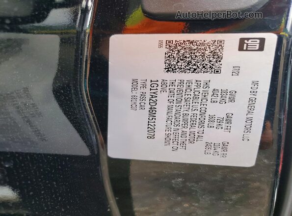 1G1YA2D46M5122078 2021 CHEVROLET CORVETTE Черный Вид подкапотного пространства
