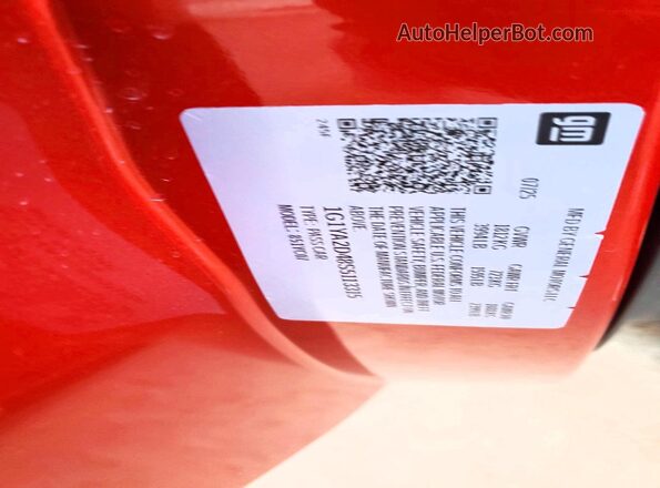 1G1YA2D48S5113315 2025 CHEVROLET CORVETTE Maroon Vista de la etiqueta del VIN