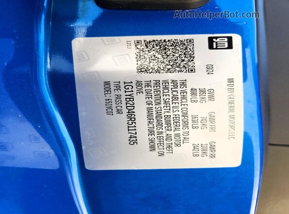 1G1YB2D46R5117435 2024 CHEVROLET CORVETTE Blue Widok komory silnika