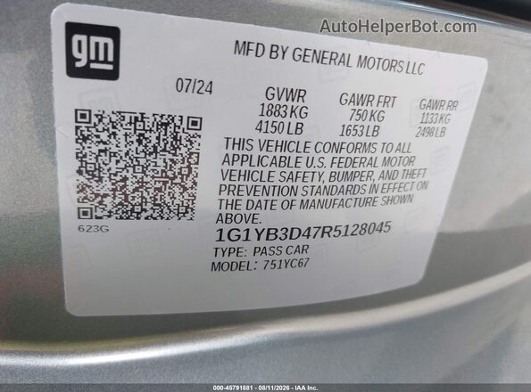 1G1YB3D47R5128045 2024 CHEVROLET CORVETTE Gray Вид підкапотного простору