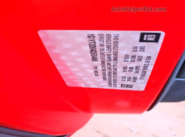 1G1YT2D64G5604466 2016 CHEVROLET CORVETTE Red Vista de la etiqueta del VIN