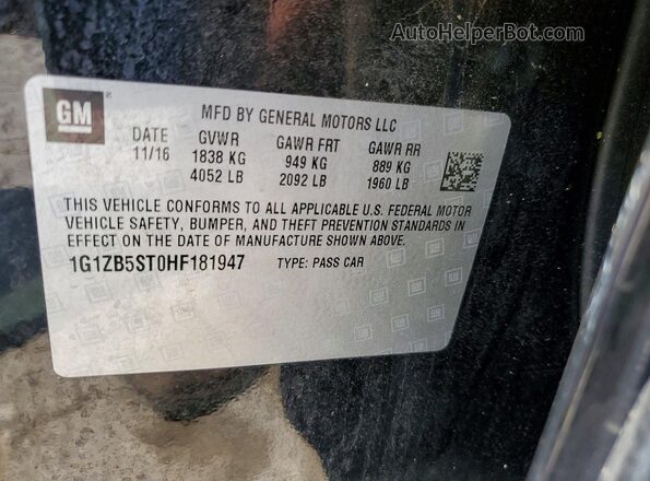 1G1ZB5ST0HF181947 2017 CHEVROLET MALIBU Black Вид підкапотного простору