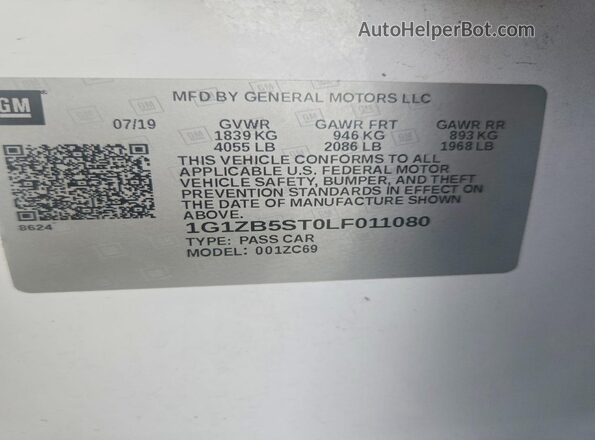 1G1ZB5ST0LF011080 2020 CHEVROLET MALIBU White Widok komory silnika