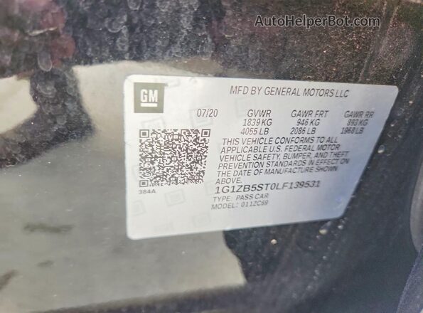 1G1ZB5ST0LF139531 2020 CHEVROLET MALIBU Черный Вид подкапотного пространства