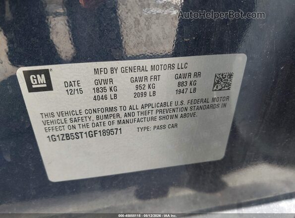 1G1ZB5ST1GF189571 2016 CHEVROLET MALIBU Dark Blue ძრავის განყოფილების ხედი