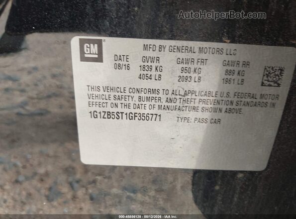 1G1ZB5ST1GF356771 2016 CHEVROLET MALIBU Черный Вид подкапотного пространства