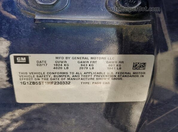 1G1ZB5ST1HF230332 2017 CHEVROLET MALIBU Blue Вид підкапотного простору