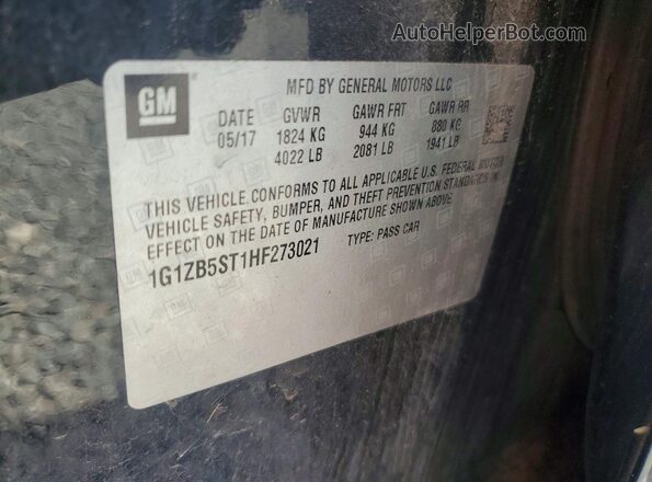 1G1ZB5ST1HF273021 2017 CHEVROLET MALIBU Black Widok komory silnika
