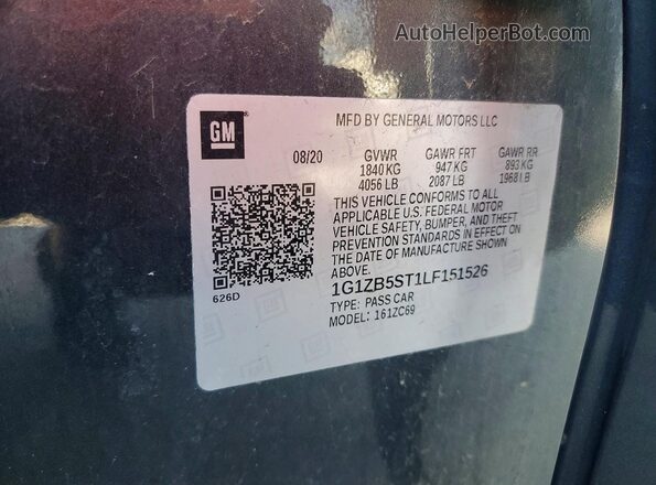 1G1ZB5ST1LF151526 2020 CHEVROLET MALIBU Серый Вид подкапотного пространства