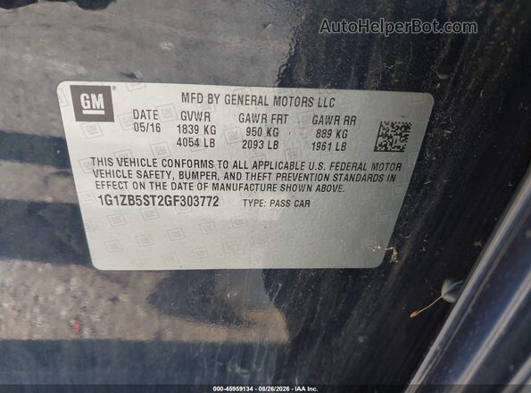 1G1ZB5ST2GF303772 2016 CHEVROLET MALIBU Blue Вид підкапотного простору