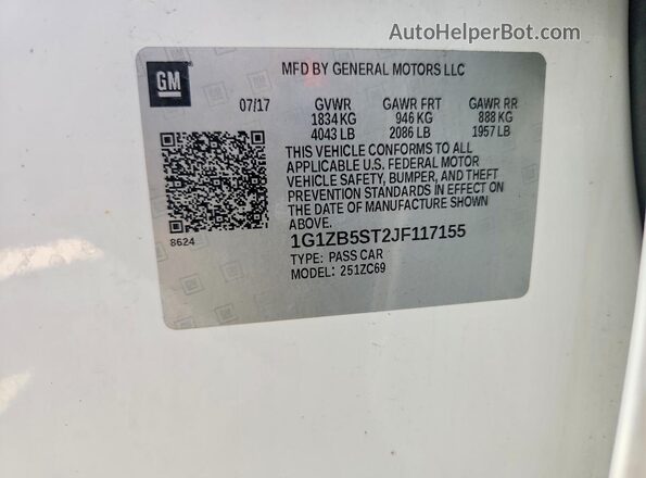 1G1ZB5ST2JF117155 2018 CHEVROLET MALIBU White Widok komory silnika