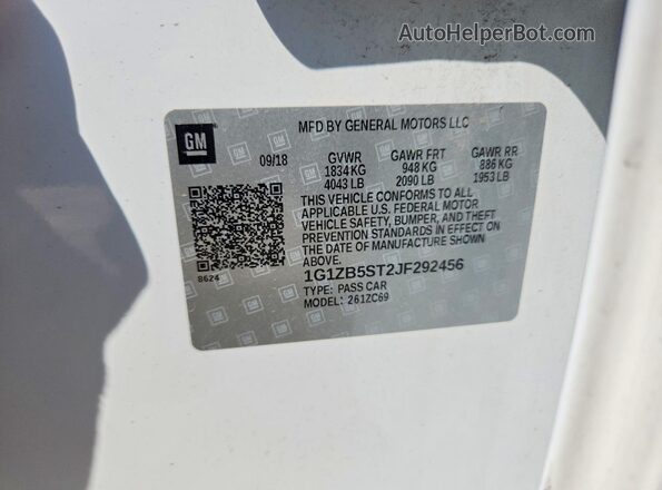 1G1ZB5ST2JF292456 2018 CHEVROLET MALIBU White ძრავის განყოფილების ხედი