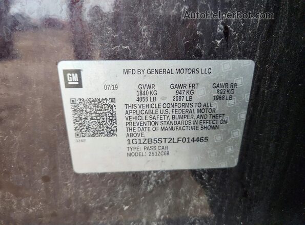 1G1ZB5ST2LF014465 2020 CHEVROLET MALIBU Purple Вид наклейки з VIN-кодом