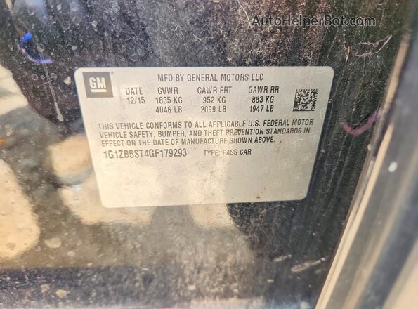 1G1ZB5ST4GF179293 2016 CHEVROLET MALIBU Черный Вид подкапотного пространства