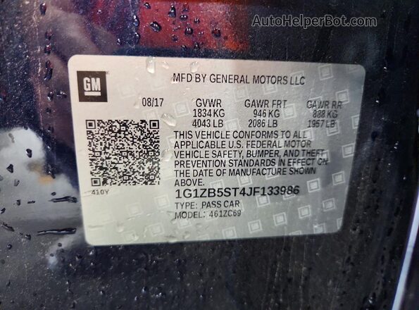 1G1ZB5ST4JF133986 2018 CHEVROLET MALIBU Синий Вид наклейки с VIN-кодом