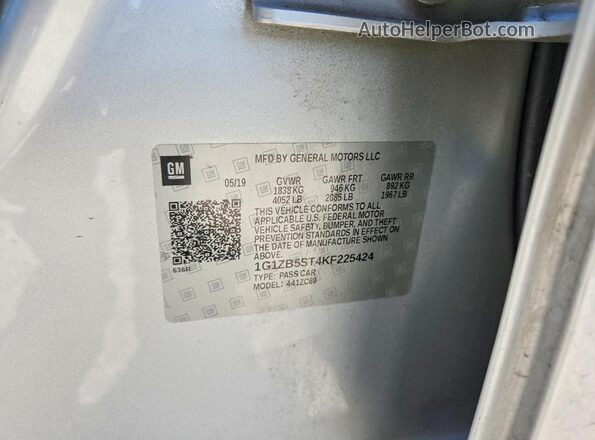 1G1ZB5ST4KF225424 2019 CHEVROLET MALIBU Silver Engine compartment view