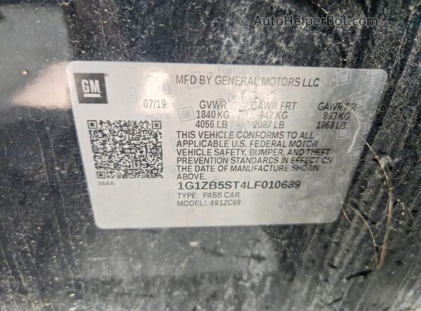 1G1ZB5ST4LF010689 2020 CHEVROLET MALIBU Black Widok wnętrza 360 stopni