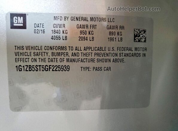 1G1ZB5ST5GF225939 2016 CHEVROLET MALIBU Silver Շարժիչի բաժամունքի տեսք