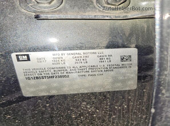 1G1ZB5ST5HF238952 2017 CHEVROLET MALIBU Charcoal Widok komory silnika