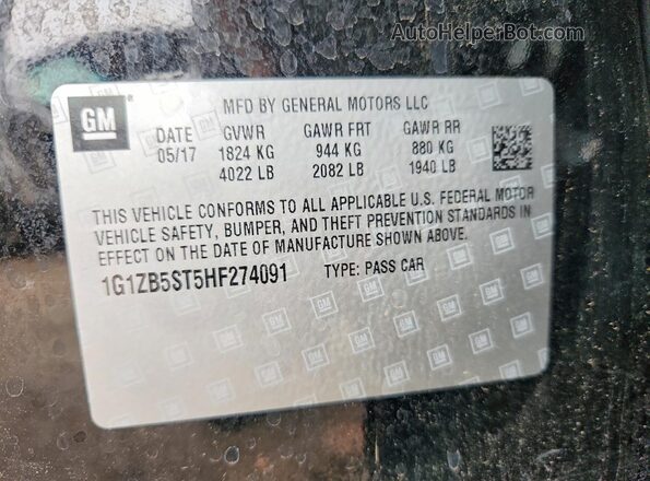 1G1ZB5ST5HF274091 2017 CHEVROLET MALIBU Black Widok komory silnika