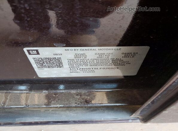 1G1ZB5ST5LF026903 2020 CHEVROLET MALIBU Purple VIN sticker view
