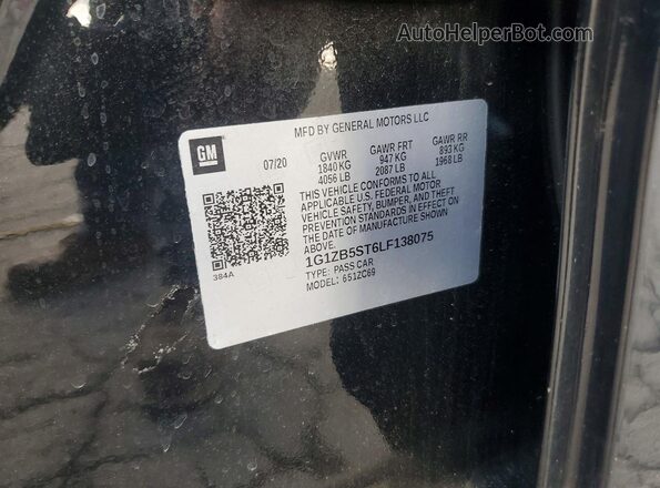 1G1ZB5ST6LF138075 2020 CHEVROLET MALIBU Black Вид підкапотного простору
