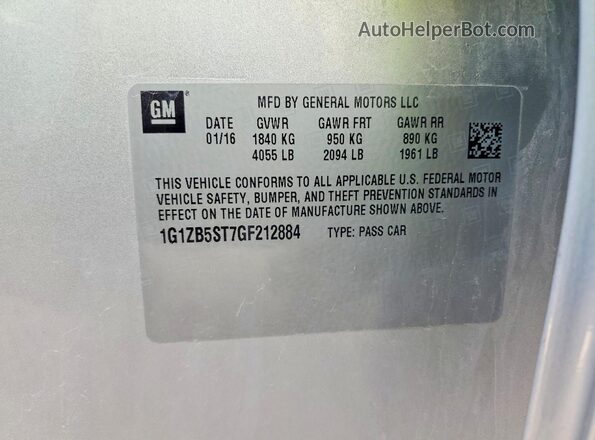 1G1ZB5ST7GF212884 2016 CHEVROLET MALIBU Silver Widok komory silnika