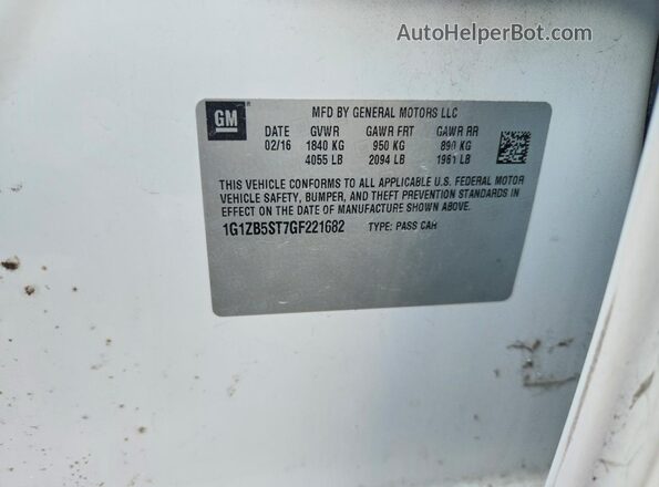 1G1ZB5ST7GF221682 2016 CHEVROLET MALIBU White Vista del compartimento del motor