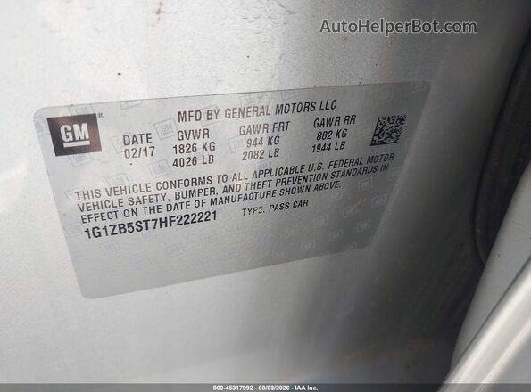 1G1ZB5ST7HF222221 2017 CHEVROLET MALIBU Silver ძრავის განყოფილების ხედი