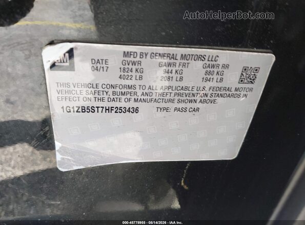 1G1ZB5ST7HF253436 2017 CHEVROLET MALIBU Black Widok komory silnika