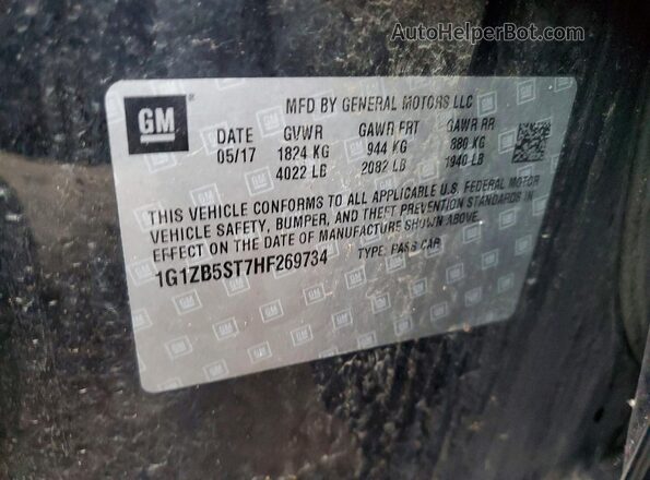 1G1ZB5ST7HF269734 2017 CHEVROLET MALIBU Черный Вид подкапотного пространства