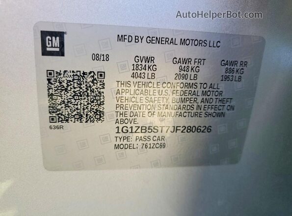 1G1ZB5ST7JF280626 2018 CHEVROLET MALIBU Silver Vista del compartimento del motor