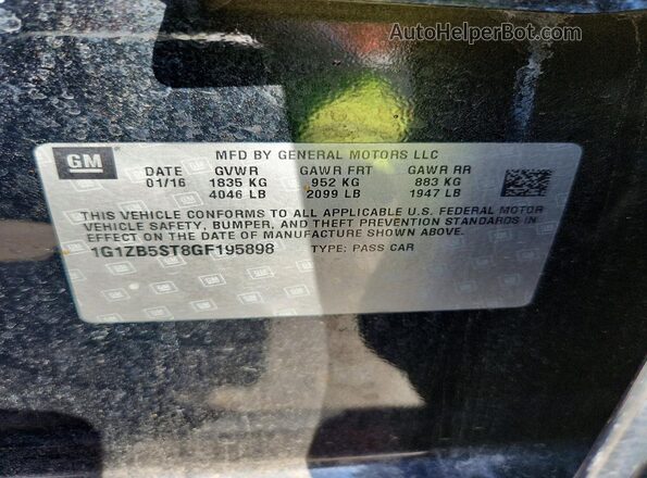 1G1ZB5ST8GF195898 2016 CHEVROLET MALIBU Black Engine compartment view