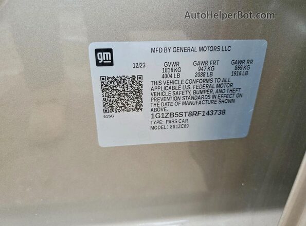 1G1ZB5ST8RF143738 2024 CHEVROLET MALIBU Желто-коричневый Вид подкапотного пространства