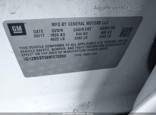 1G1ZB5ST9HF272859 2017 CHEVROLET MALIBU White Vista del compartimento del motor