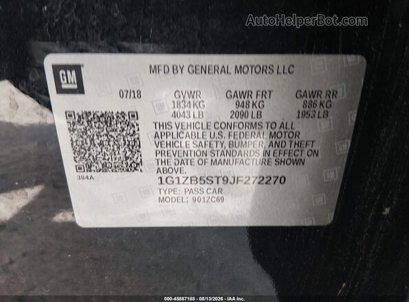 1G1ZB5ST9JF272270 2018 CHEVROLET MALIBU Black ძრავის განყოფილების ხედი