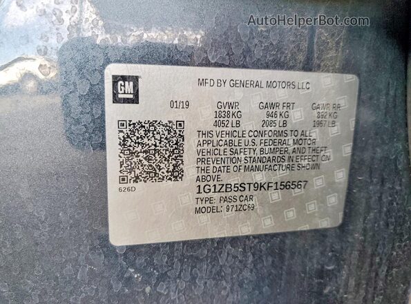 1G1ZB5ST9KF156567 2019 CHEVROLET MALIBU Charcoal Widok komory silnika