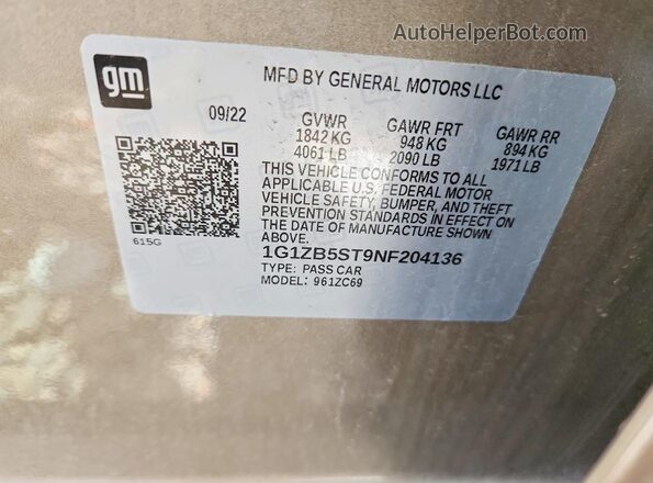 1G1ZB5ST9NF204136 2022 CHEVROLET MALIBU Tan ძრავის განყოფილების ხედი