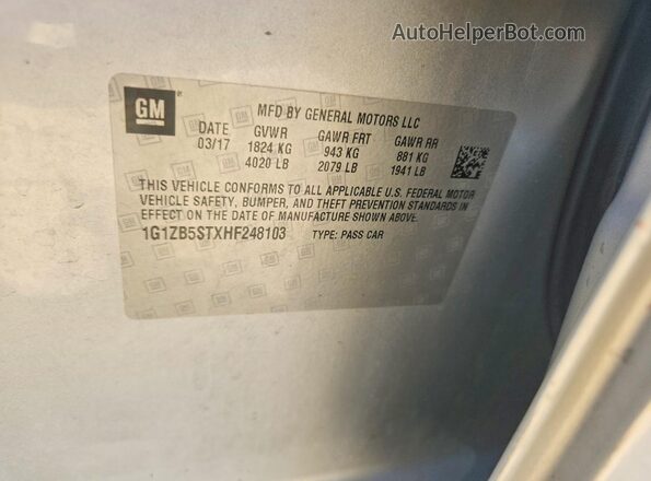 1G1ZB5STXHF248103 2017 CHEVROLET MALIBU Серебряный Вид подкапотного пространства