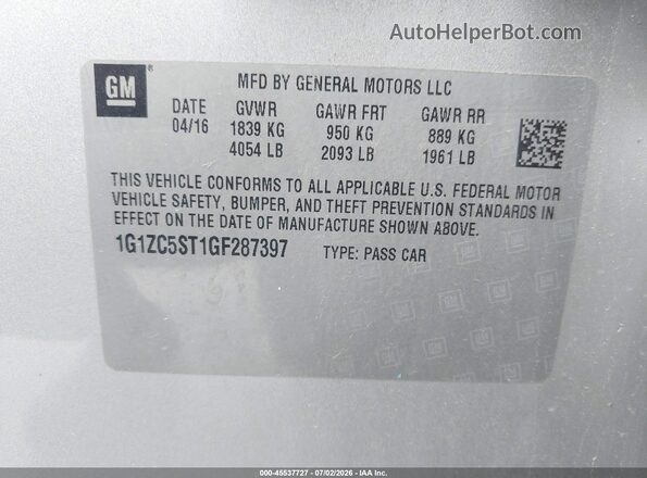 1G1ZC5ST1GF287397 2016 CHEVROLET MALIBU Silver Engine compartment view
