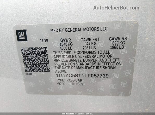 1G1ZC5ST1LF057739 2020 CHEVROLET MALIBU Silver Widok komory silnika