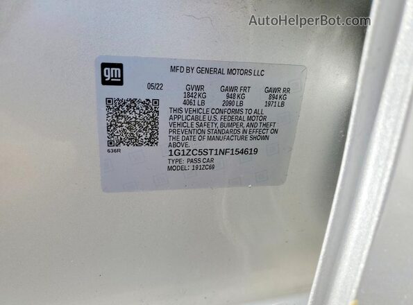 1G1ZC5ST1NF154619 2022 CHEVROLET MALIBU Серебряный Вид подкапотного пространства
