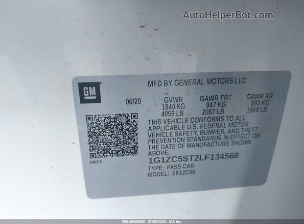 1G1ZC5ST2LF134568 2020 CHEVROLET MALIBU Белый Вид подкапотного пространства