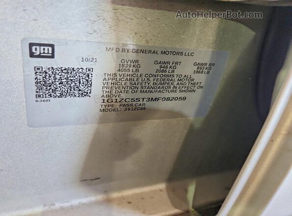 1G1ZC5ST3MF082059 2021 CHEVROLET MALIBU Серебряный Вид подкапотного пространства
