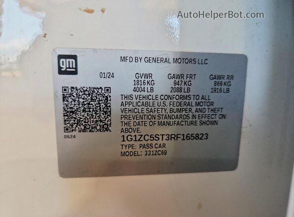 1G1ZC5ST3RF165823 2024 CHEVROLET MALIBU White Vista de la etiqueta del VIN