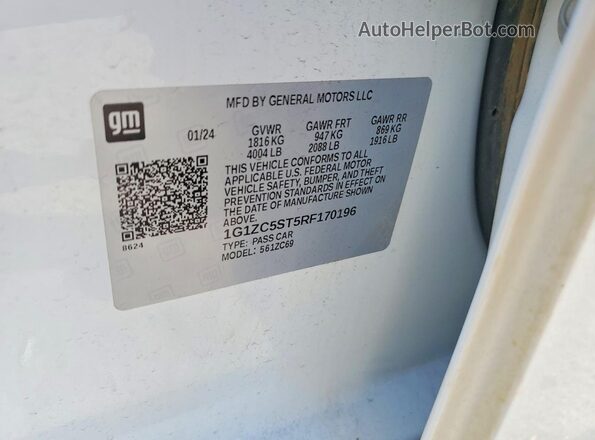 1G1ZC5ST5RF170196 2024 CHEVROLET MALIBU Белый Вид подкапотного пространства