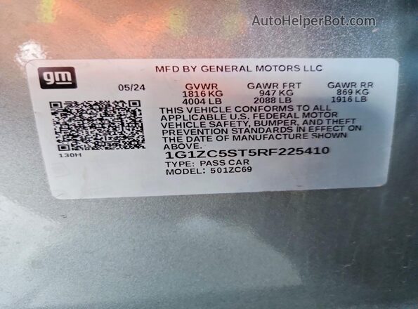 1G1ZC5ST5RF225410 2024 CHEVROLET MALIBU Silver Widok komory silnika